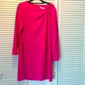 London Times Fuschia Asymmetrical Neckline Sheath Dress